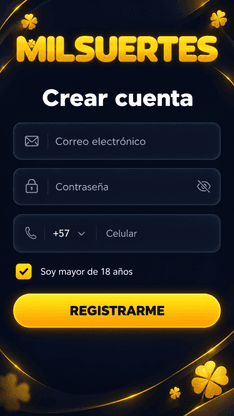 formulario para registrarse en la app Milsuertes