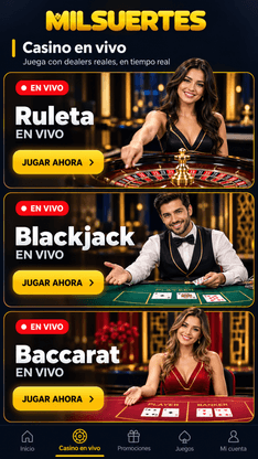 sección de casino en vivo en la app Milsuertes