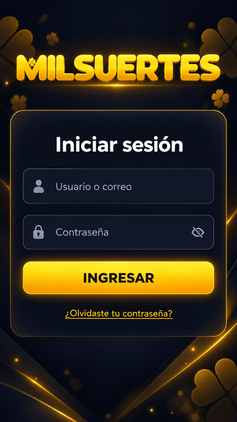 pantalla de la aplicación Milsuertes para iniciar sesión