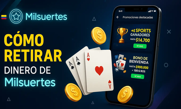 En un celular, lobby de Milsuertes con naipes y monedas de oro