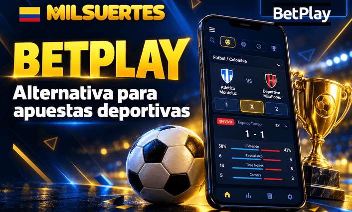 pantalla de un teléfono con el sitio móvil de BetPlay